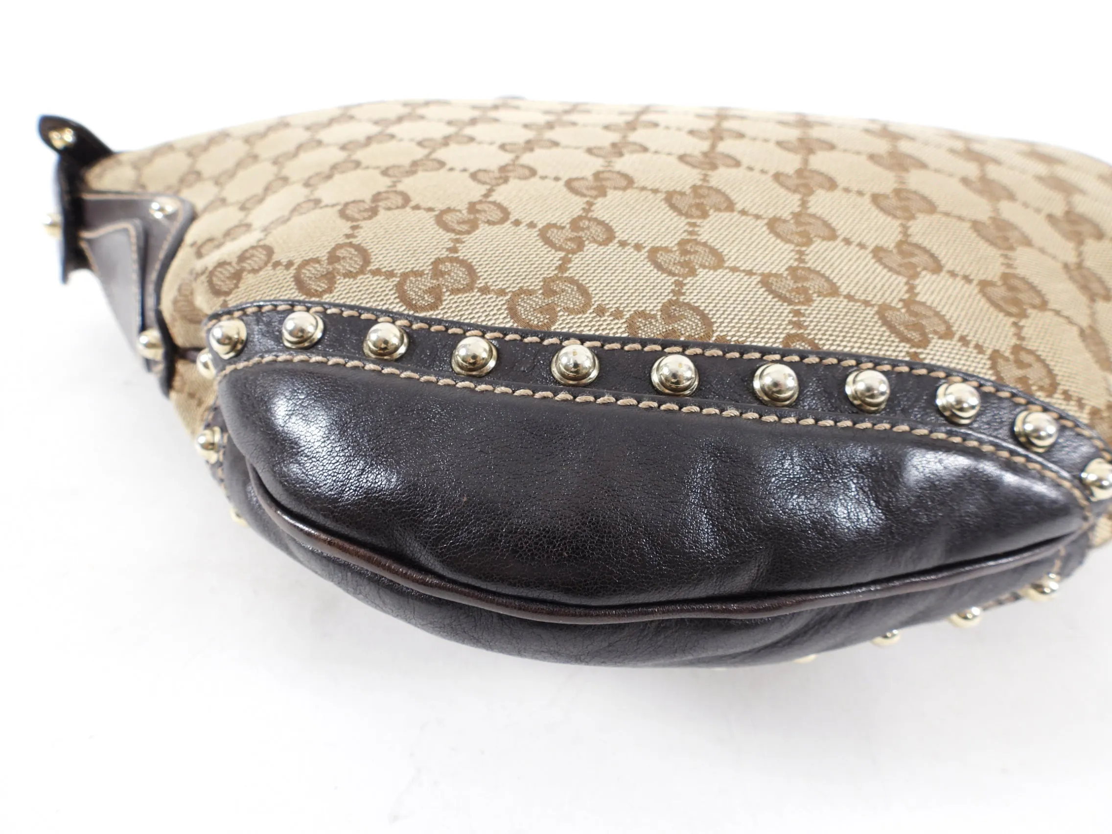 Gucci Brown Monogram Canvas Pelham Messenger Stud Web Bag