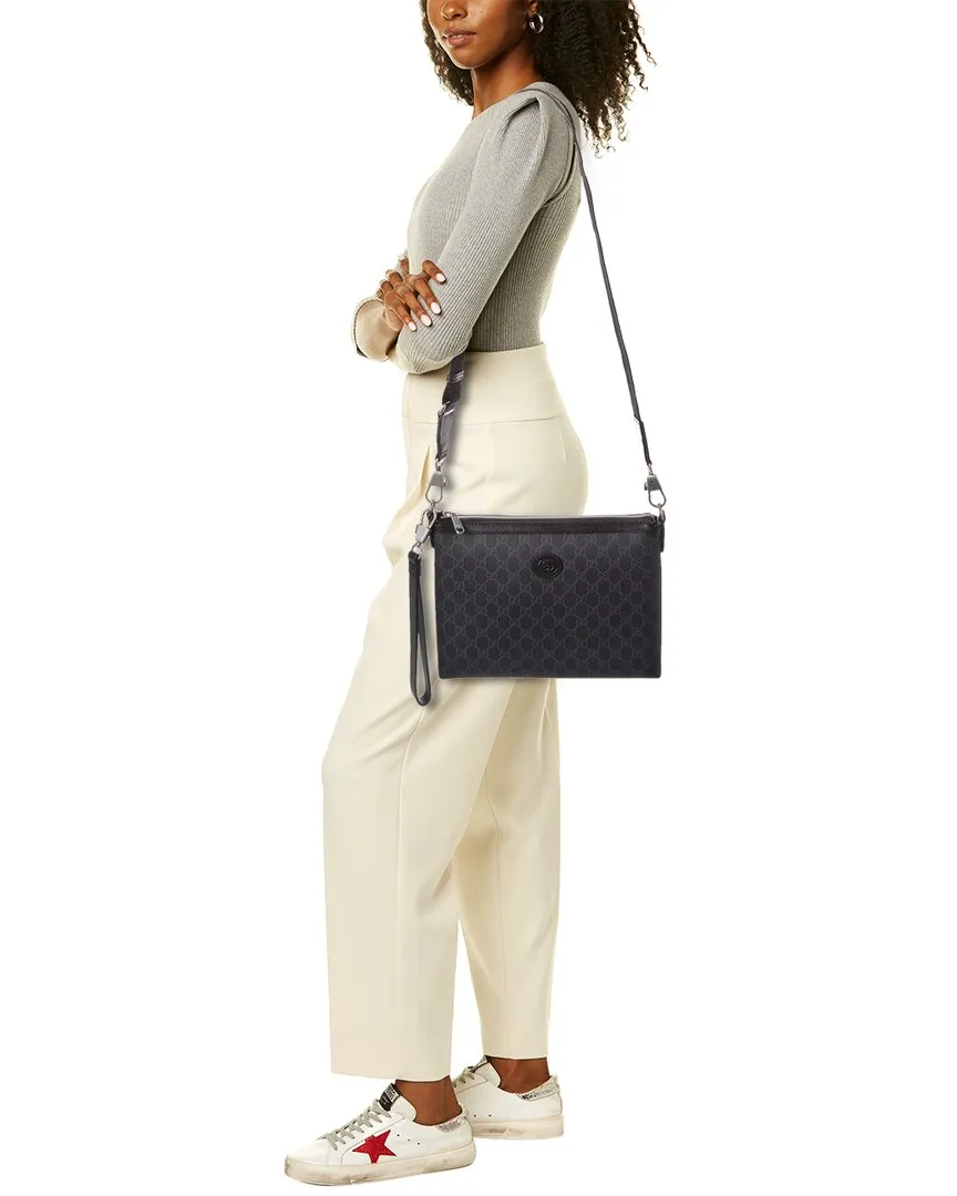 Gucci Interlocking G GG Supreme Canvas & Leather Messenger Bag