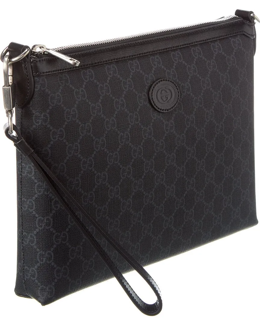 Gucci Interlocking G GG Supreme Canvas & Leather Messenger Bag