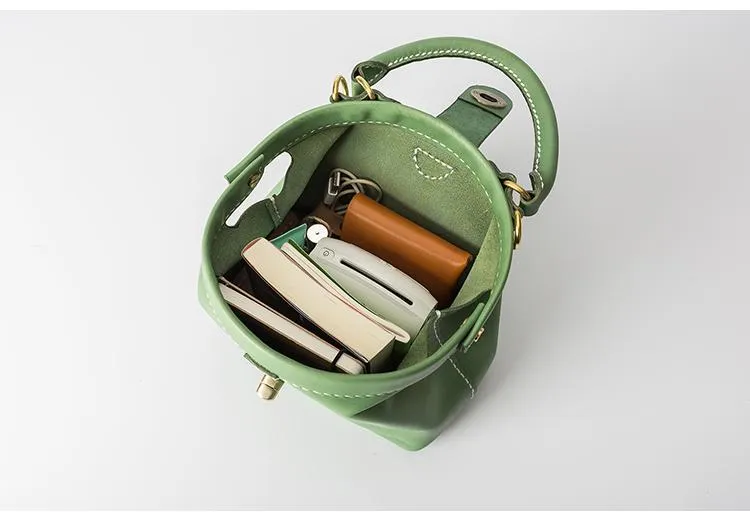 Handmade Womens Green Leather Mini Doctor Handbag Purse Green Shoulder Doctor Bags for Women
