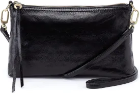 HOBO Darcy Leather Convertible 3-in-1 Crossbody Bag with Removable & Adjustable Strap, Exterior Phone Slip Pocket, Zipper Security, and Fashion Fringe Tassel, Black