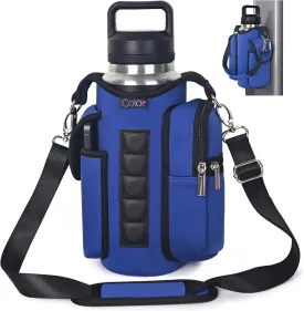 icolor Magnetic Gym Bag Water Bottle Carrier Holder with Phone Pockets & Shoulder Strap,5 Built-in Magnets Gym Bottle Pouch Sleeve,Magnetic Bag Gym Accessories Organizer for Men Women