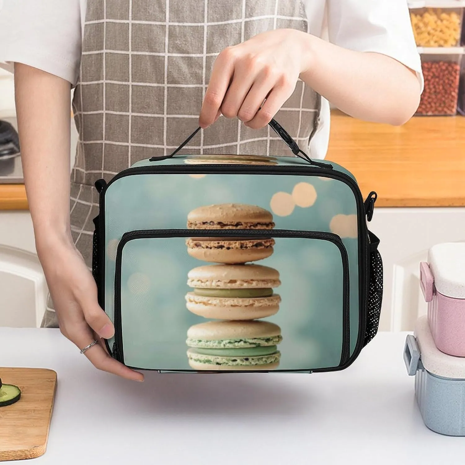 Insulated Lunch Bag for Women Lunch Tote Bags A Bunch of Macarons Lunch Box Large Capacity Cooler Bag for Picnic