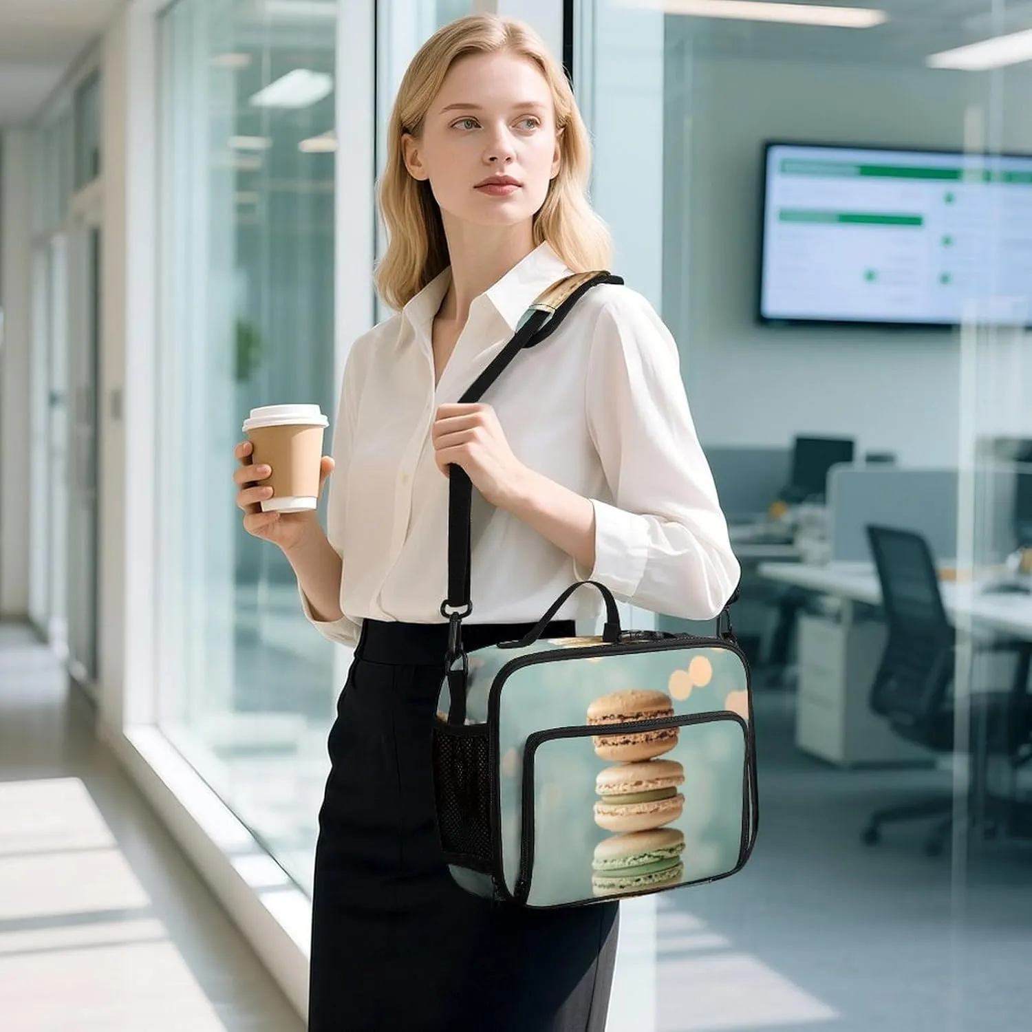 Insulated Lunch Bag for Women Lunch Tote Bags A Bunch of Macarons Lunch Box Large Capacity Cooler Bag for Picnic