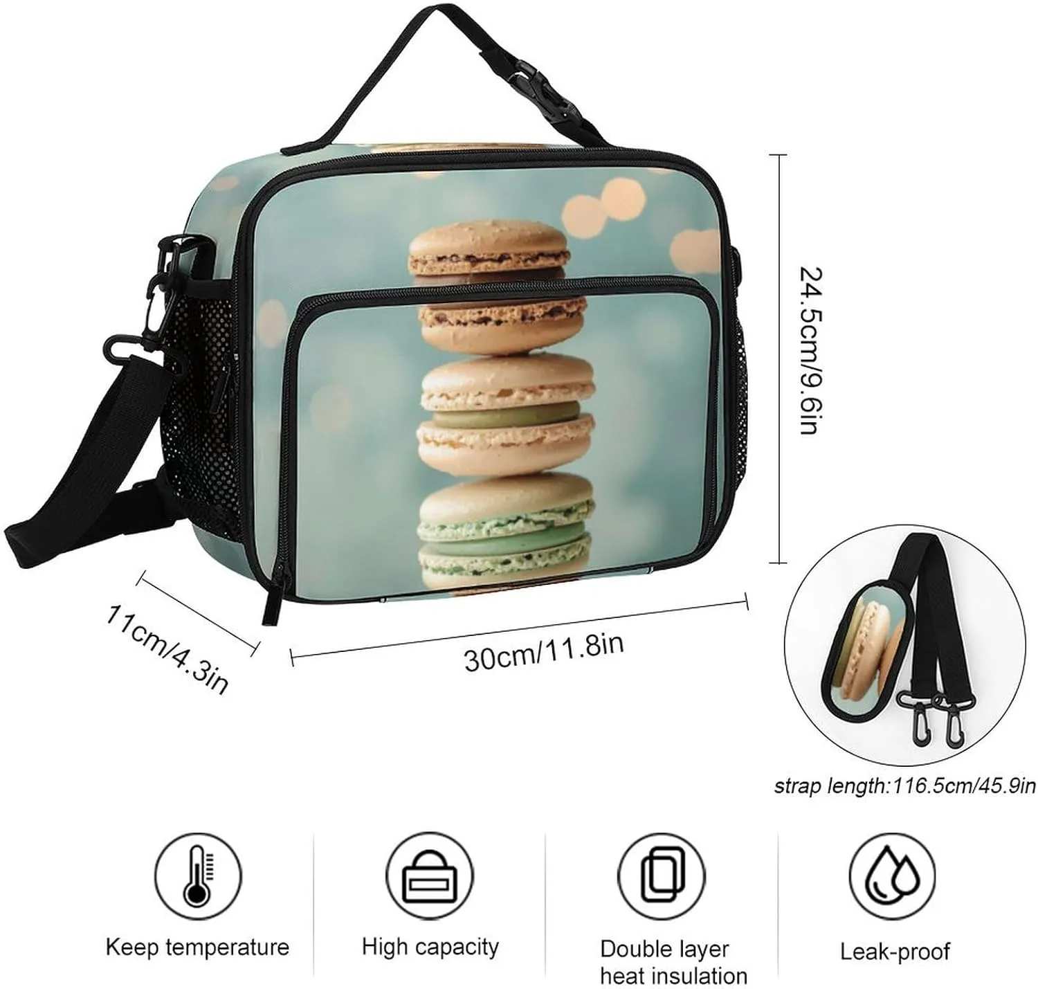 Insulated Lunch Bag for Women Lunch Tote Bags A Bunch of Macarons Lunch Box Large Capacity Cooler Bag for Picnic