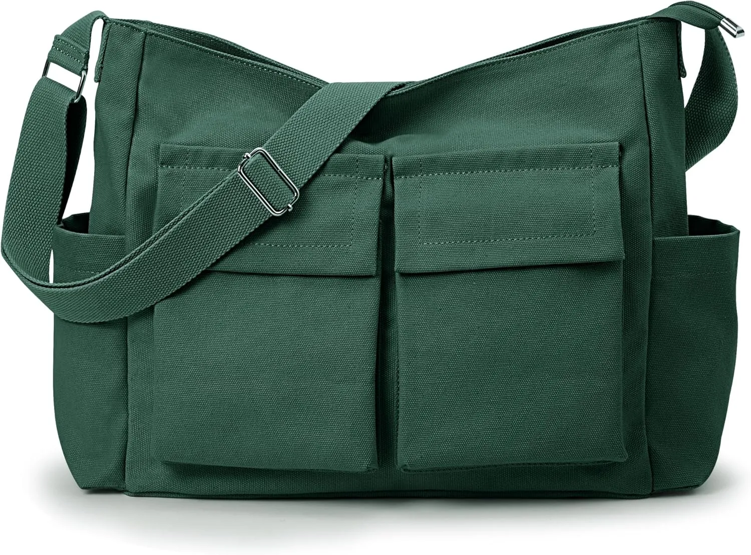 KALIDI Canvas Tote Bag Messenger Bag, Large Crossbody Bag for Women or Men, Casual Canvas Shoulder Bag for College Work Daily