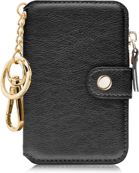 Keychain wallet, Rfid Blocking Credit Card Holder Leather, Zipper Card Case for Women