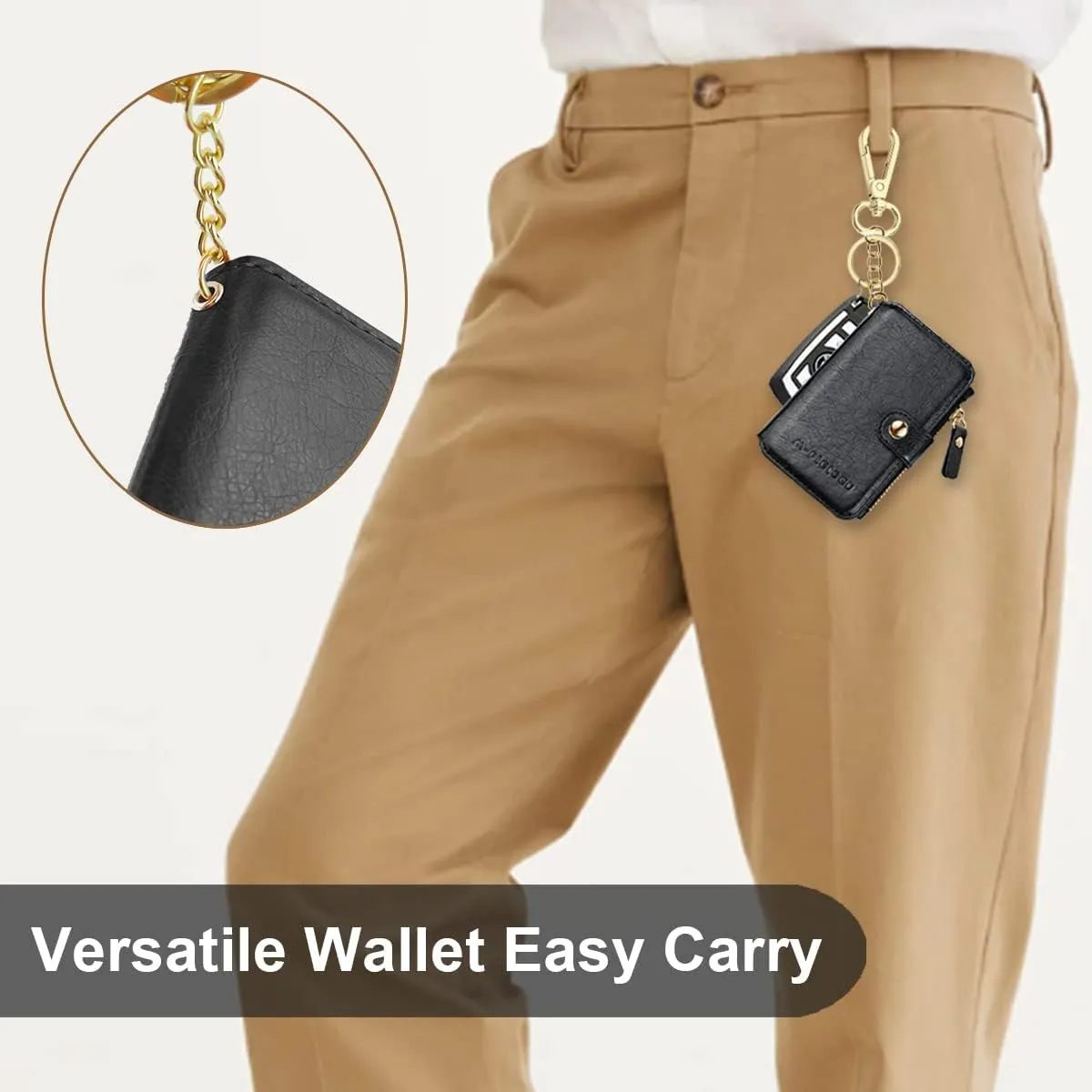 Keychain wallet, Rfid Blocking Credit Card Holder Leather, Zipper Card Case for Women