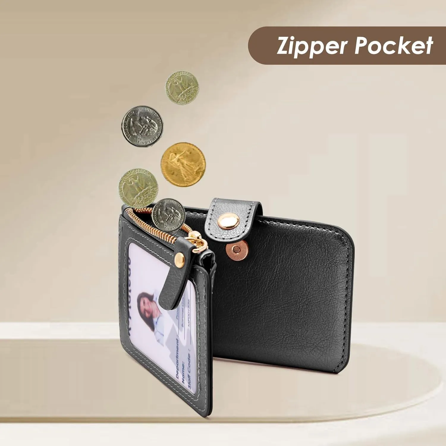 Keychain wallet, Rfid Blocking Credit Card Holder Leather, Zipper Card Case for Women