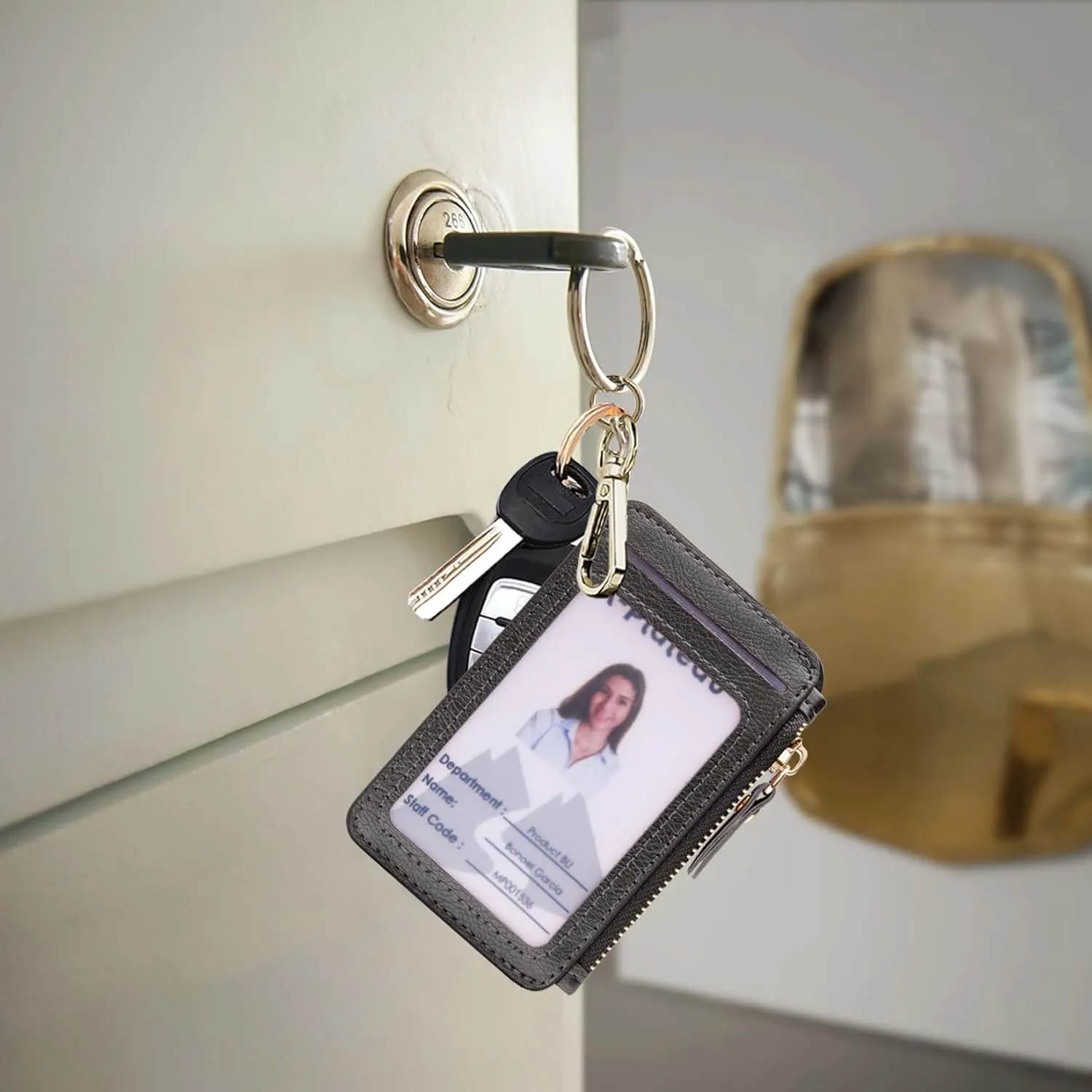 Keychain wallet, Rfid Blocking Credit Card Holder Leather, Zipper Card Case for Women