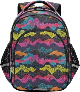 KLL Colorful Waves Daily Backpack for Teens School Bookbags Children Casual Shoulder Daypack Size M mochilas para ninos de 12 anos