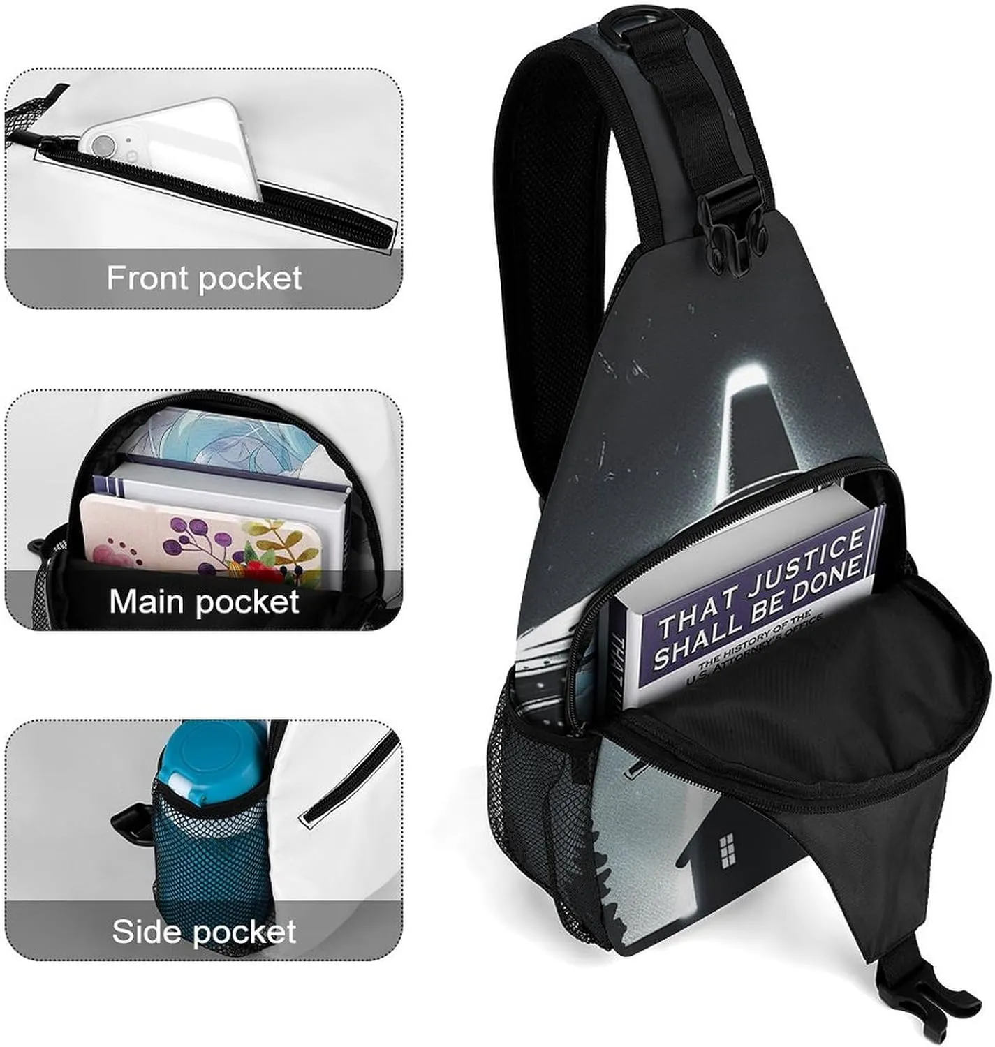 Lightweight Chest Bag Crossbody Bag Alien Spaceship UFO Sling Backpack for Women Men Sports Travel