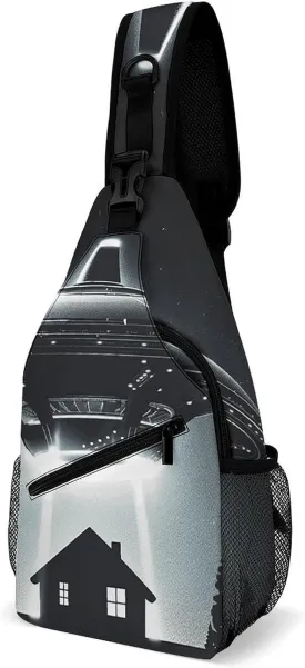 Lightweight Chest Bag Crossbody Bag Alien Spaceship UFO Sling Backpack for Women Men Sports Travel
