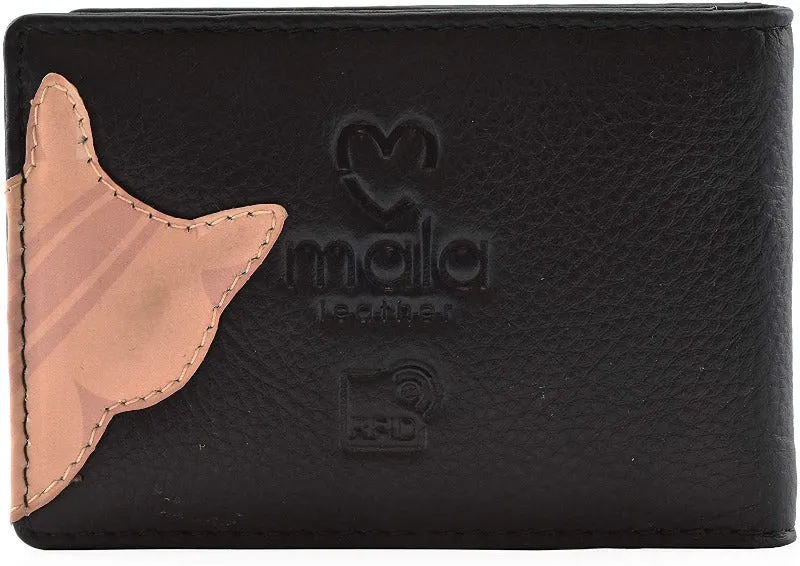 Mala Leather Cleo the Cat Black ID / Card Holder / Purse
