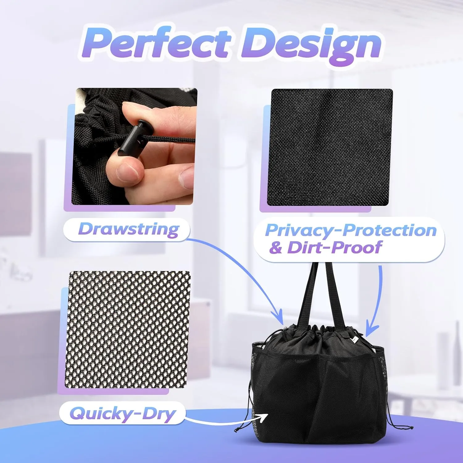 Mesh Shower Caddy Portable, Dorm Room Essentials for College Students, Large Capacity with 8 Pockets Shower Bag for Camping,Swimming,Gym,Travel