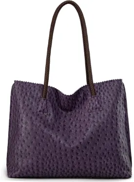 Milan Chiva Tote Bag for Women with Zipper Large Ostrich Vegan Leather Shoulder Purses and Handbags
