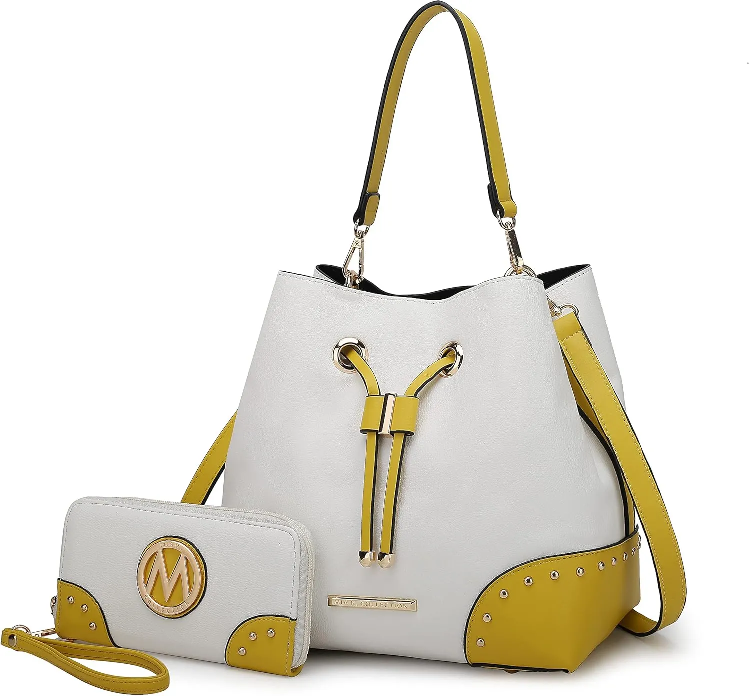 MKF Collection Women's Bucket Bag With Wristlet Wallet, Vegan Leather Hobo Bag Handbag Set Crossbody Bag by Mia K