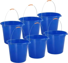 Mop Bucket 2.5 Gallon Bucket for Cleaning-Car Wash Bucket with Handle-Blue Large Heavy Duty Plastic Pail for Fishing, Mopping, Cleaning -10 Liter Camping Buckets (6)