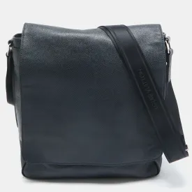 Navy Blue Taiga Leather Roman MM Bag