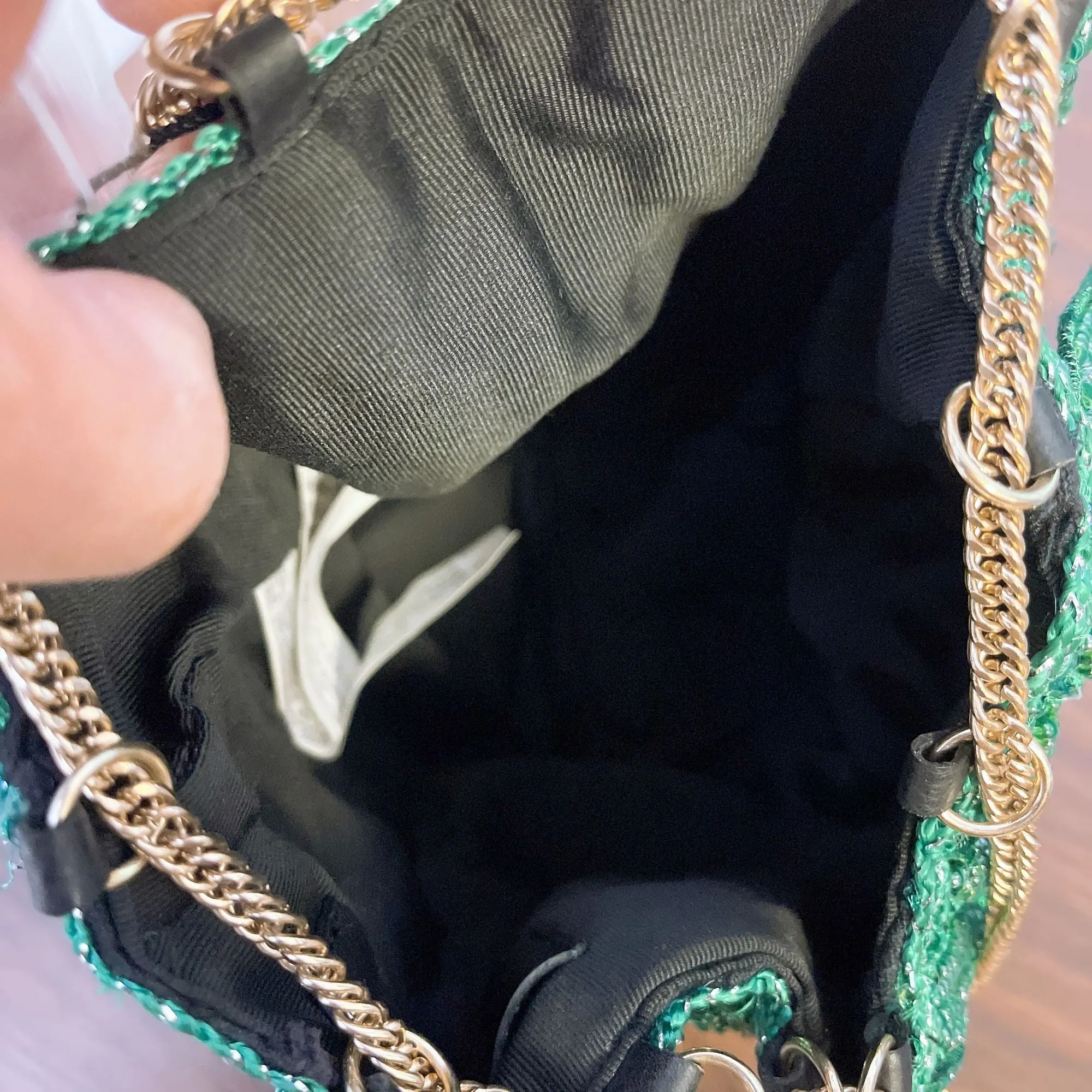 NWT Handmade Zara Pineapple-Themed Sequin Drawstring Shoulder Bag M