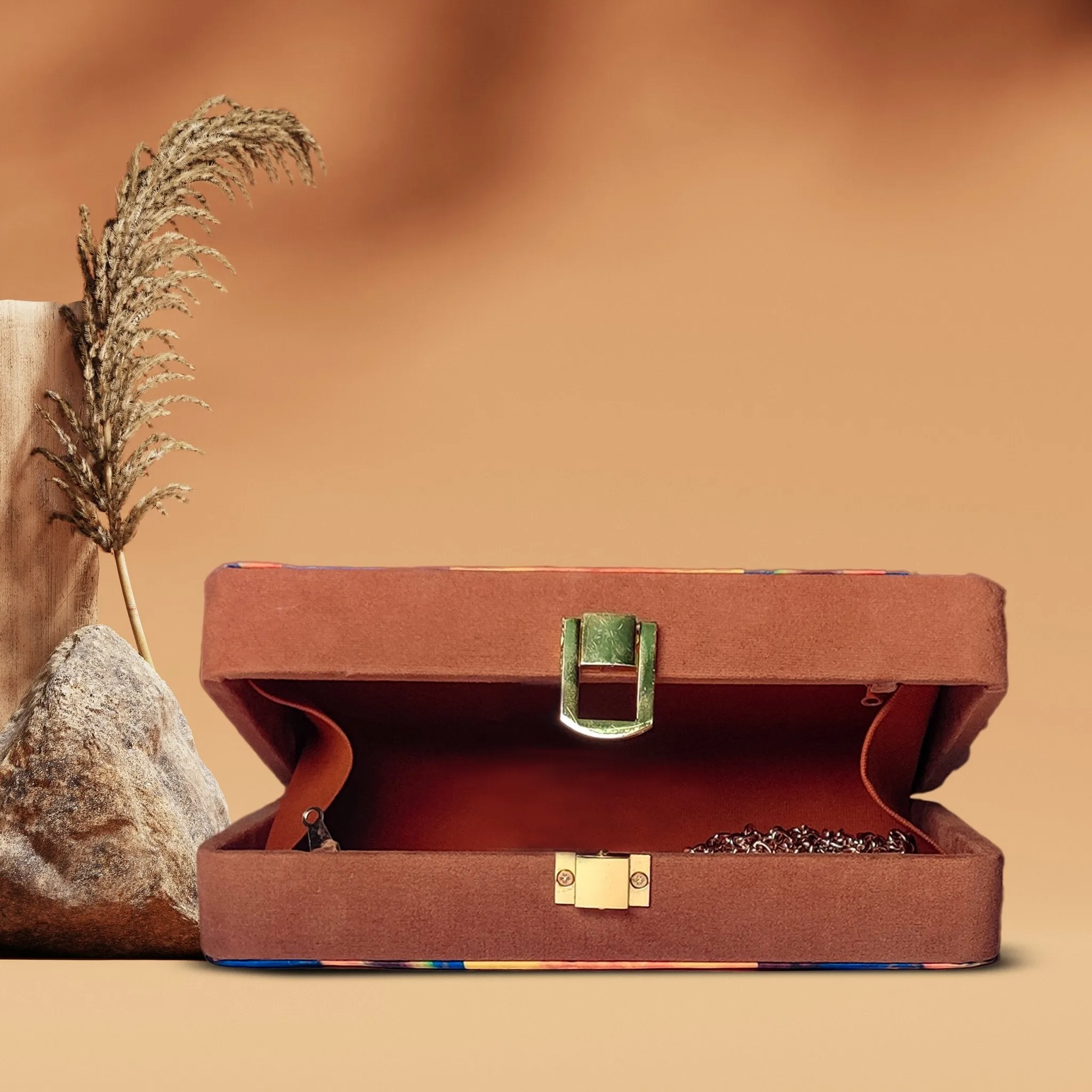 Oil Painted Suede Evening Clutch
