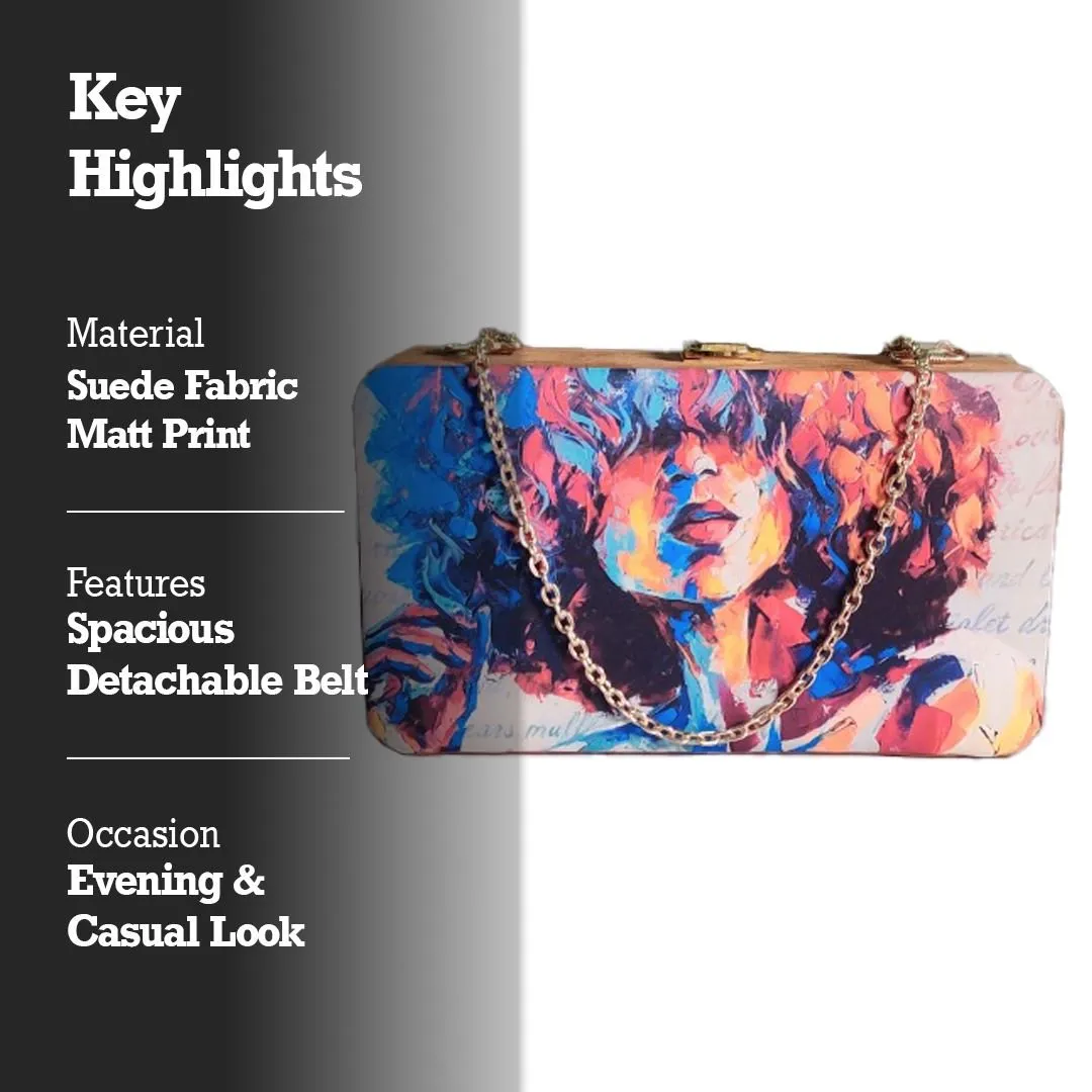 Oil Painted Suede Evening Clutch