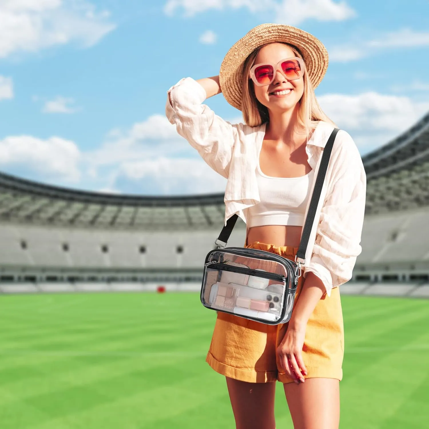 PACKISM Clear Bag for Stadium Events - Clear Purses for Women Stadium Crossbody Concert Bag for Game Day, Sports, Festival