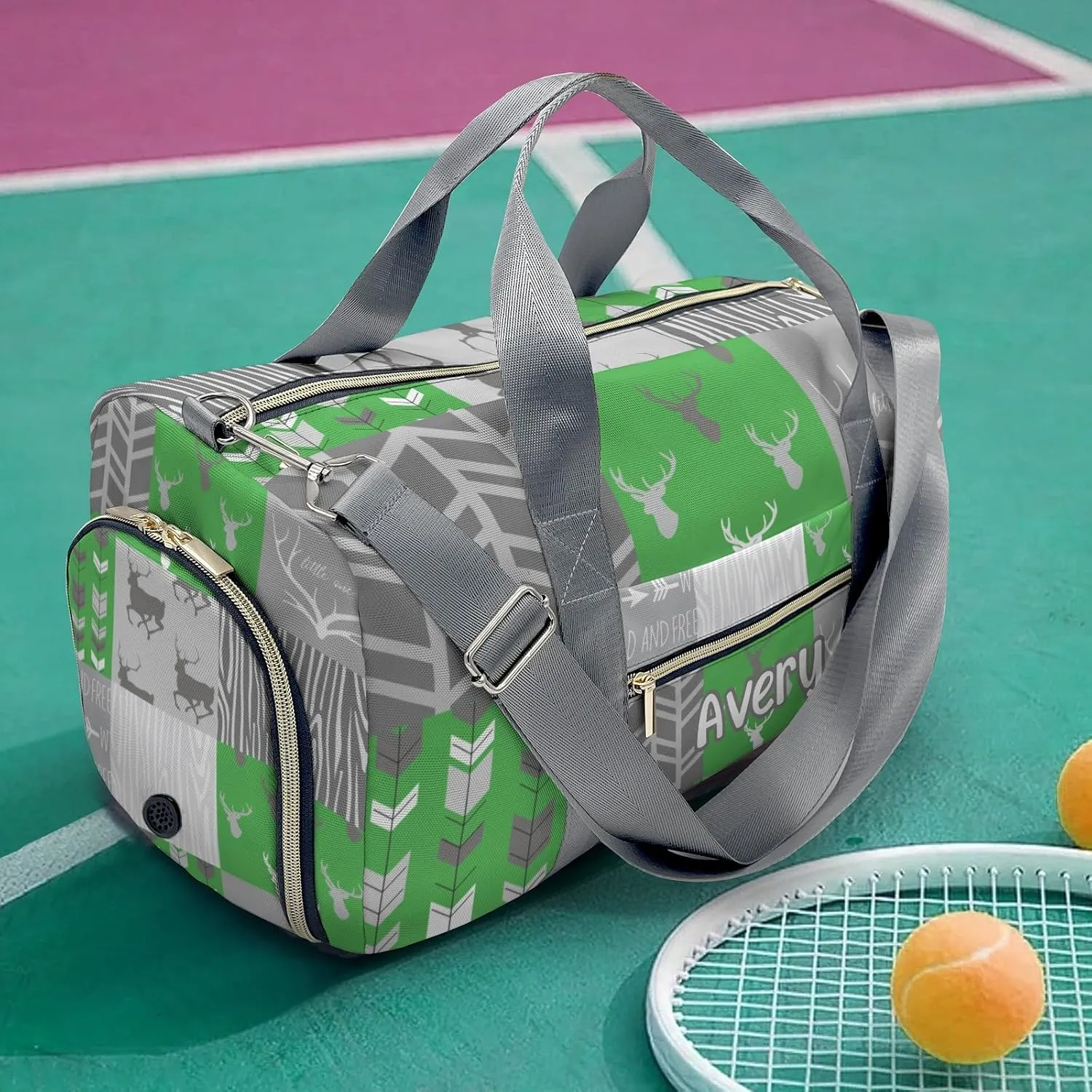 Personalized Woodland Animal Deer Customized Multi-functional Handbag Travel Bag, Unisex Portable Travel Bag, Sports and Fitness Duffel Bag, Short Trip Storage Bag