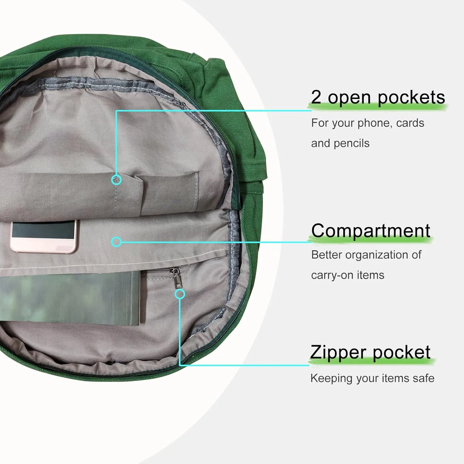 Phaoullzon Small Backpack Purse for Women Travel Vintage Canvas Casual Daypack,Emerald green