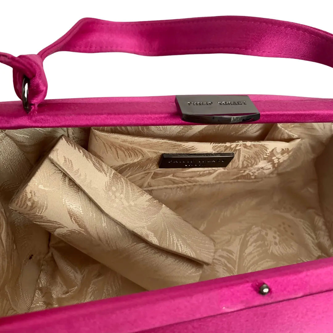 Philip Treacy Classy Magenta Pink Silk Evening Clutch Bag