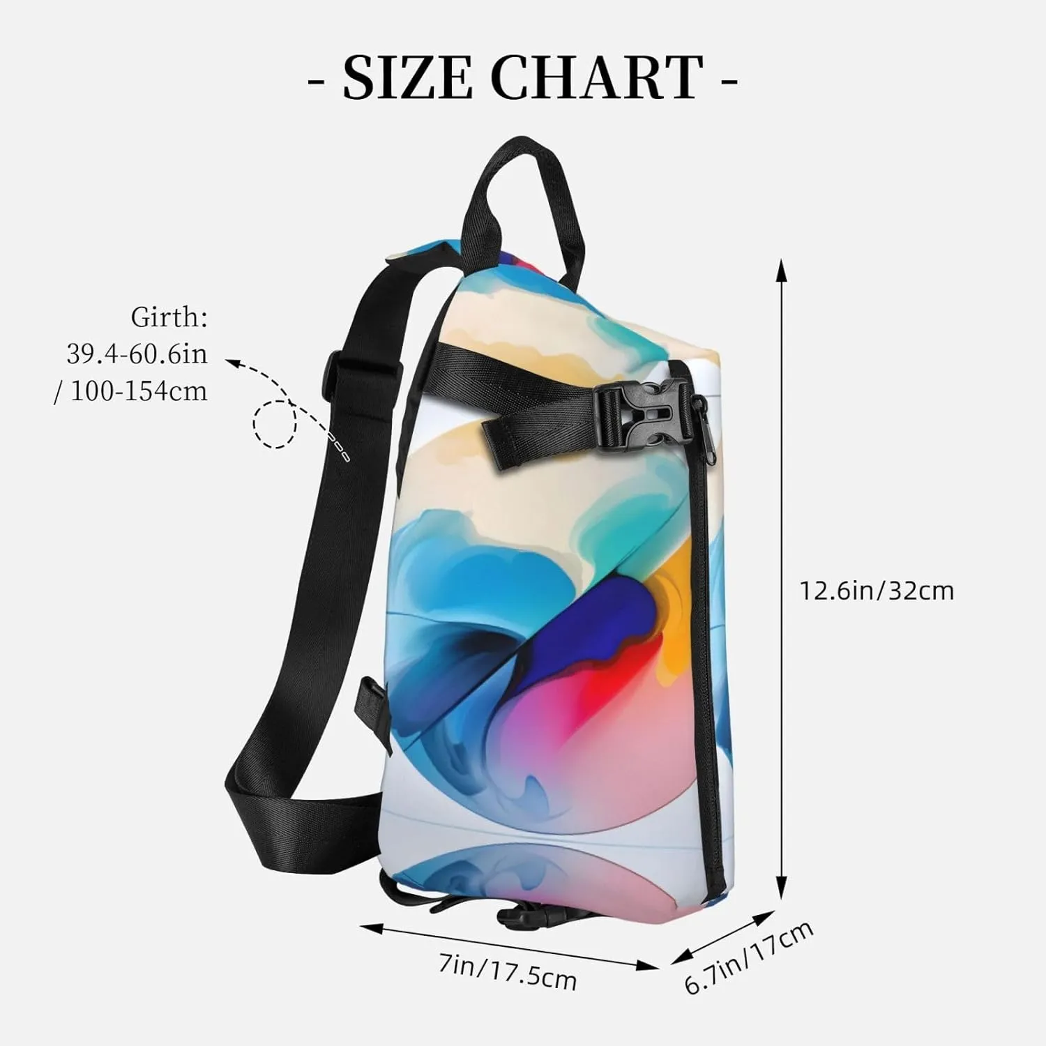 Polyester Fiber Waterproof Waist Bag -Backpack 4 Pocket Compartments Ideal for Outdoor Activities Round watercolor painting