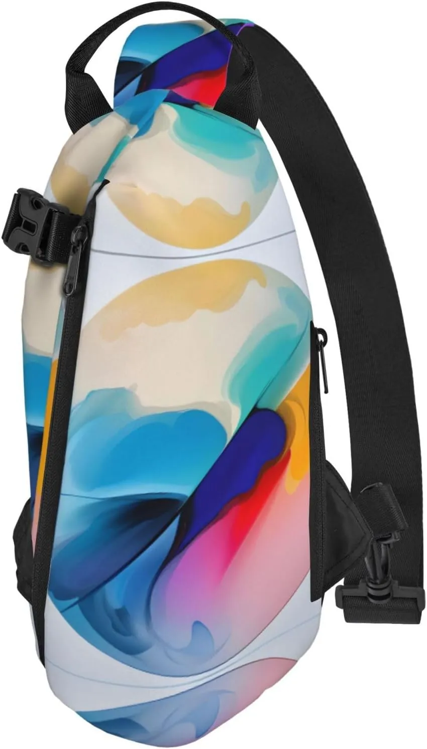 Polyester Fiber Waterproof Waist Bag -Backpack 4 Pocket Compartments Ideal for Outdoor Activities Round watercolor painting