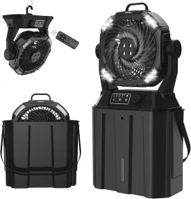 Portable Misting Fans - 6L Water Tank, 20000mAh Rechargeable Outside Water Fans with Remote Control, LED Light Adjustable Spray Mister Fan with Hook/Bucket, Misters for Outdoor Patio/Camping