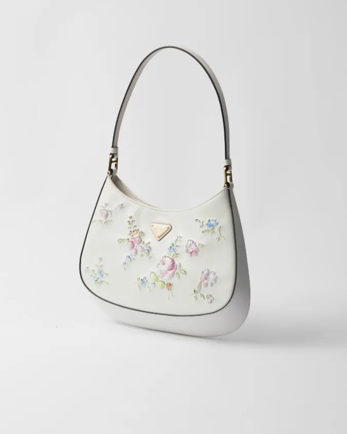 Prada cleo printed brushed leather shoulder bag