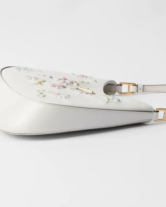 Prada cleo printed brushed leather shoulder bag