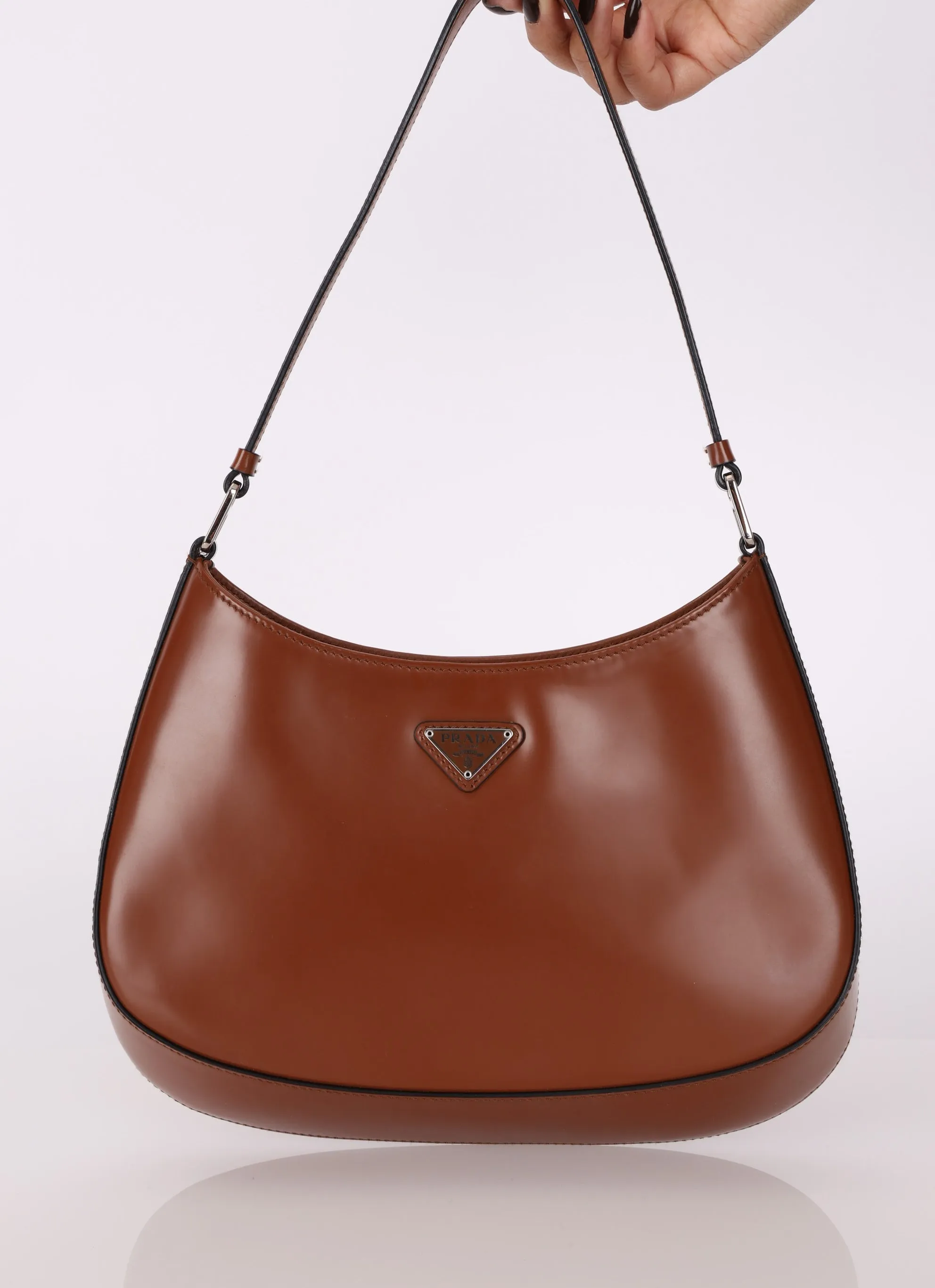 Prada Spazzolato Brushed Leather Cleo Shoulder Bag