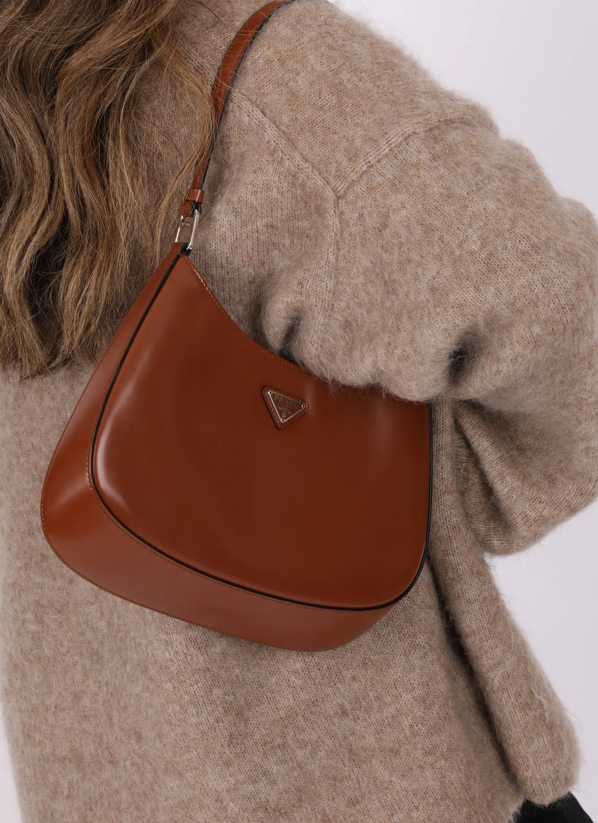 Prada Spazzolato Brushed Leather Cleo Shoulder Bag
