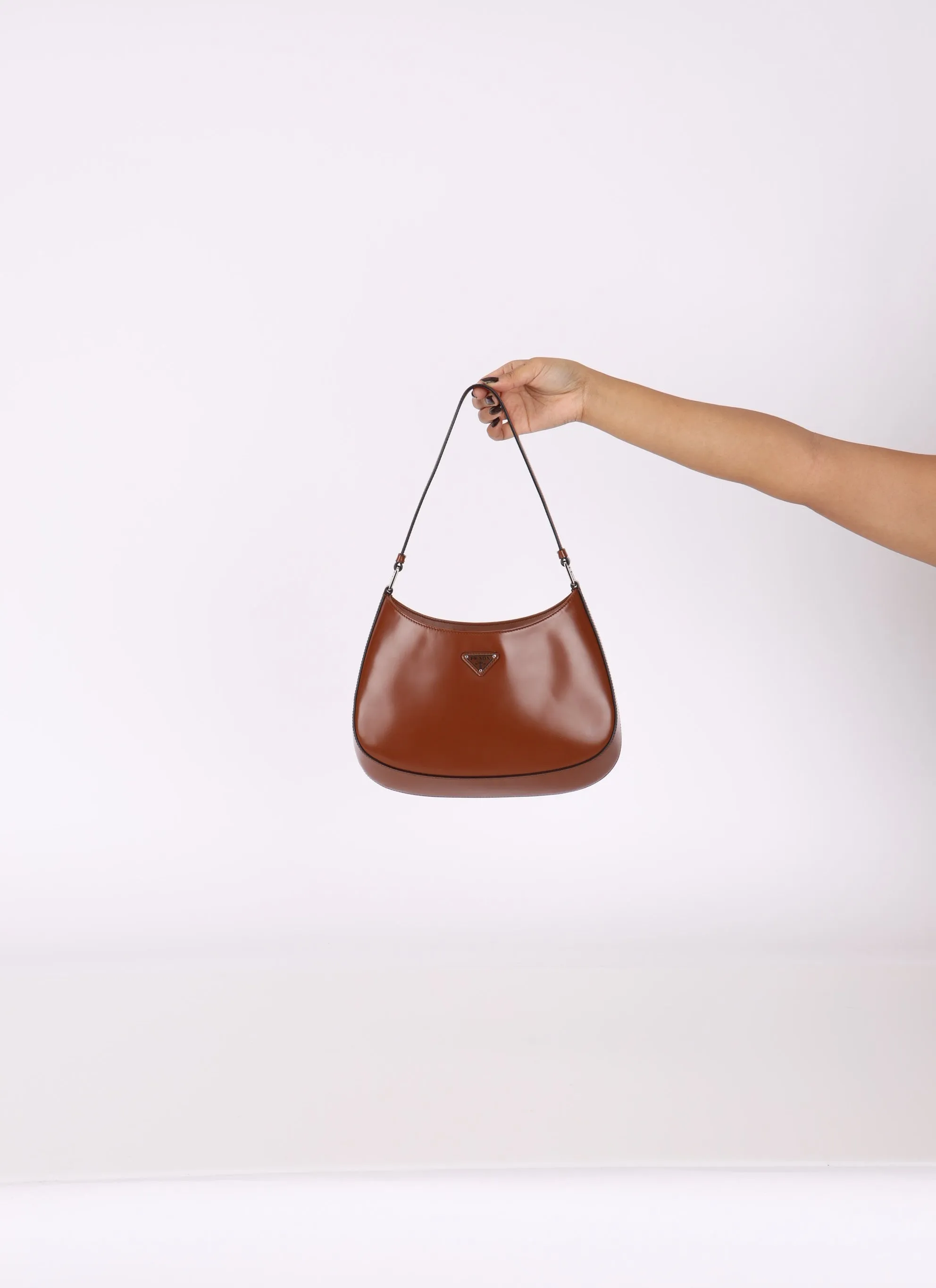 Prada Spazzolato Brushed Leather Cleo Shoulder Bag