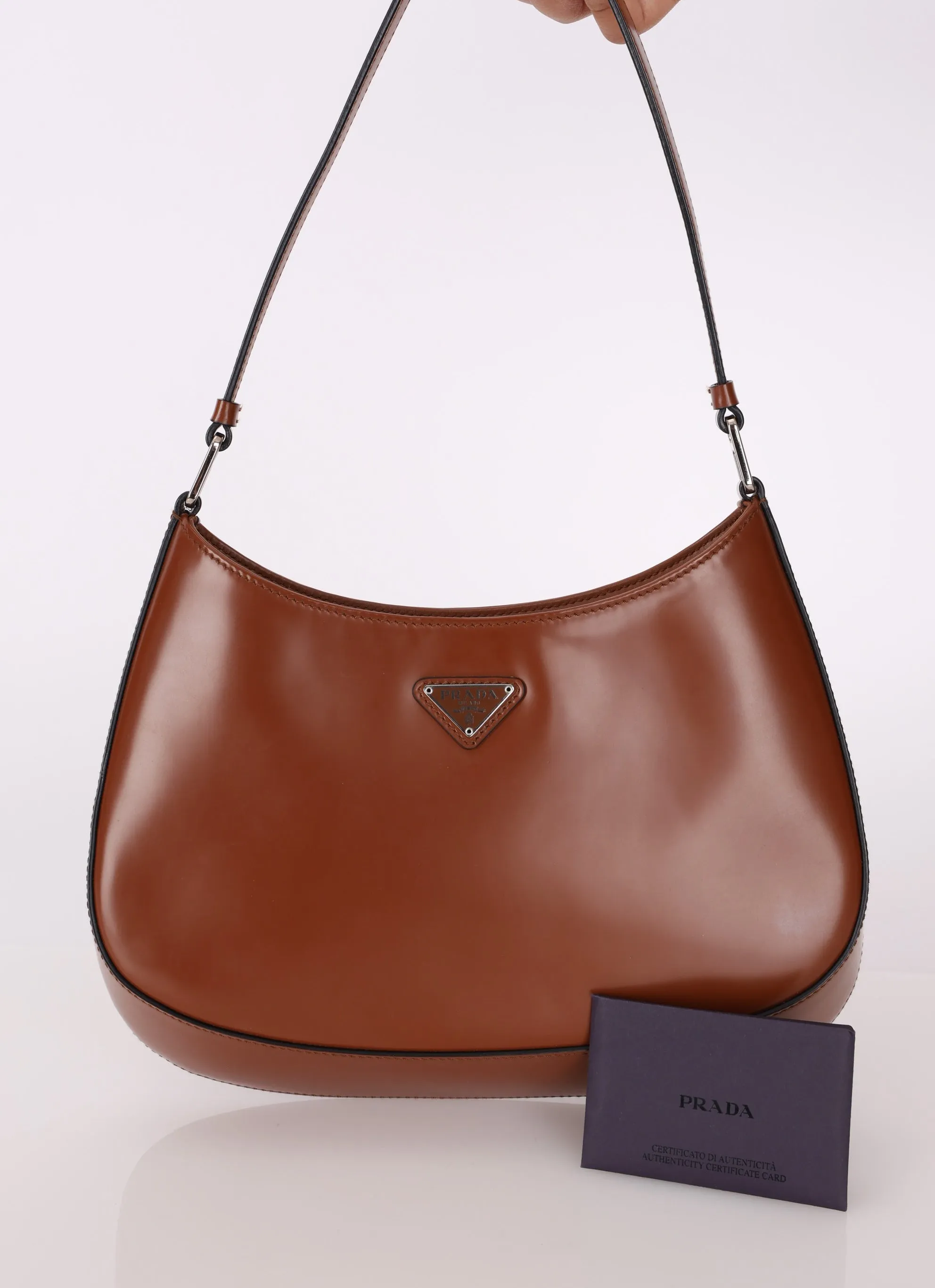 Prada Spazzolato Brushed Leather Cleo Shoulder Bag