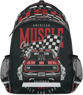 Racing Car Retro Backpack for Boys Girls Kids Schoolbag Children School Bookbag,Women Men Casual Daypack Students College Bookbags Travel Bags