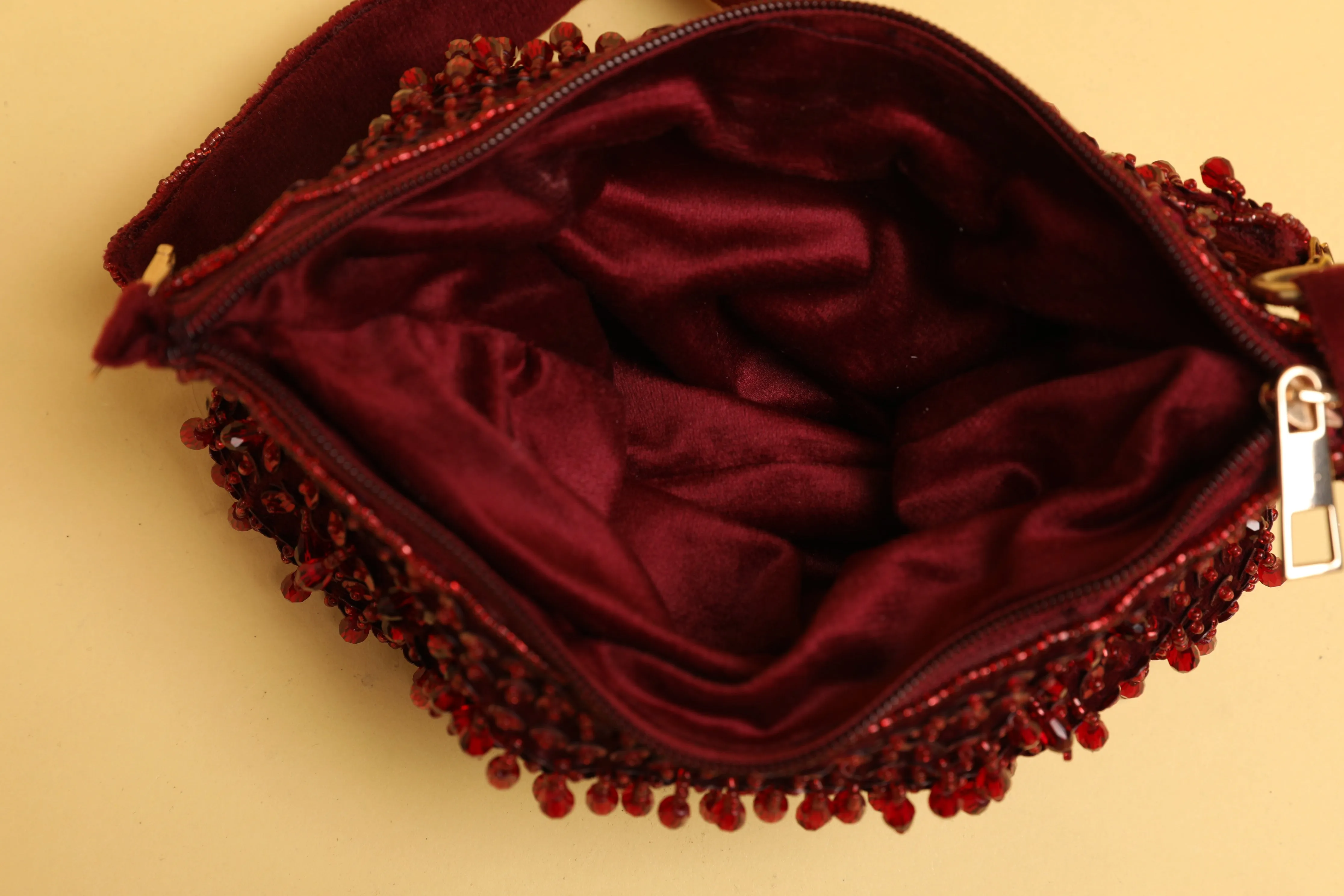 Rosa Red Embroidered Potli Bag with Tassels
