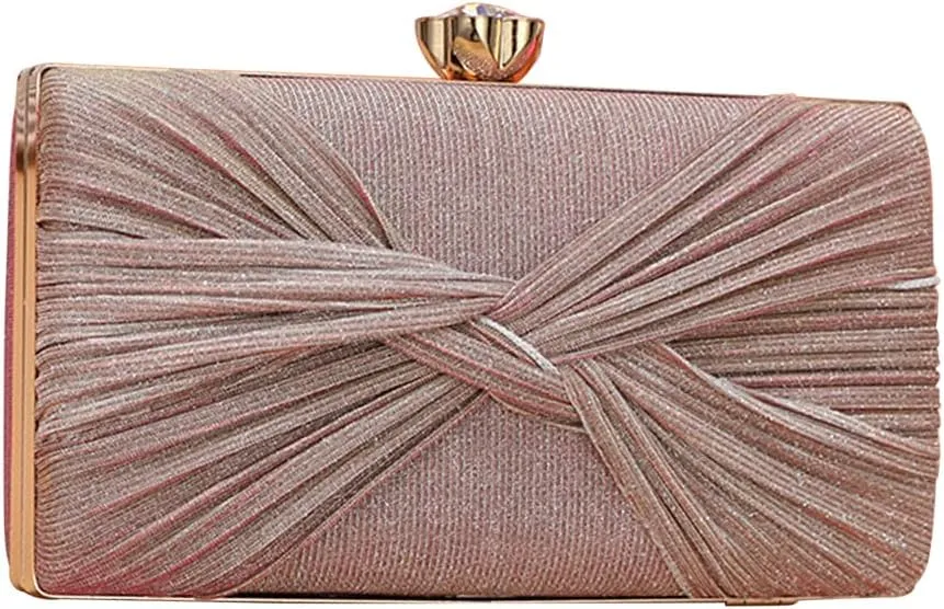Sequin Clutch Bag Pleated Evening Bag for Women Bridal Wedding Purse Sparkly Rhinestone Handbag Crystal Shoulder Bag