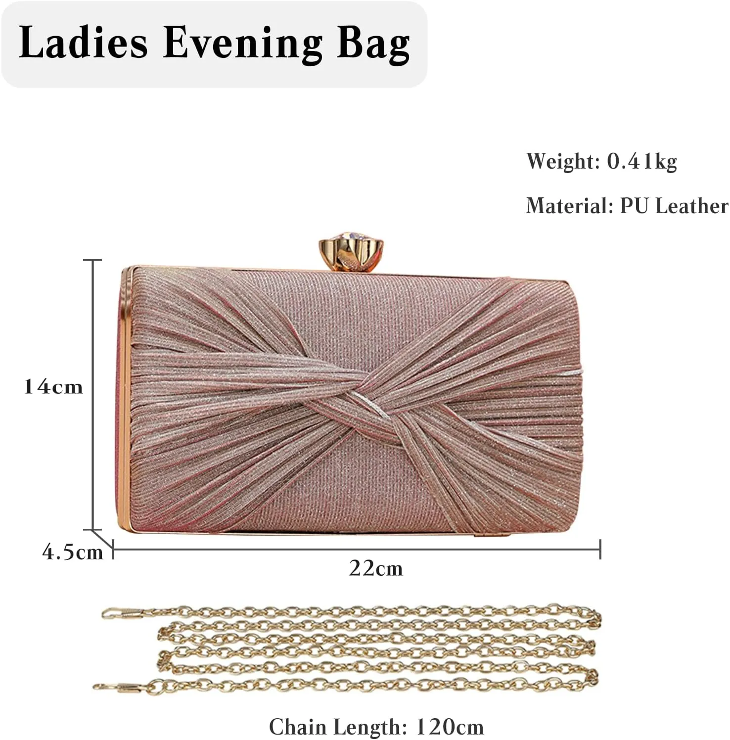 Sequin Clutch Bag Pleated Evening Bag for Women Bridal Wedding Purse Sparkly Rhinestone Handbag Crystal Shoulder Bag