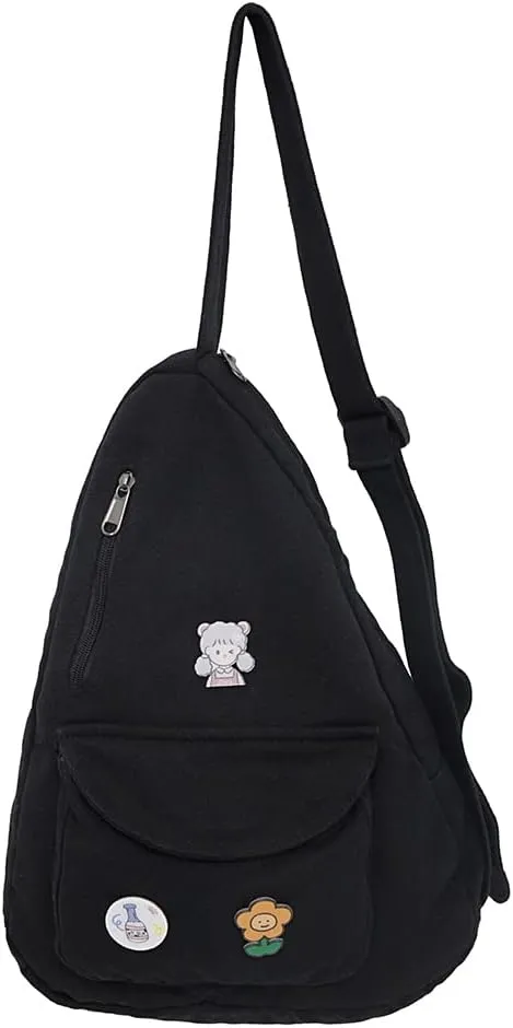 Sling Bag for Women Crossbody Backpack Shoulder Chest Bag Daypack Small Black Travel Canvas Casual Hiking Outdoor