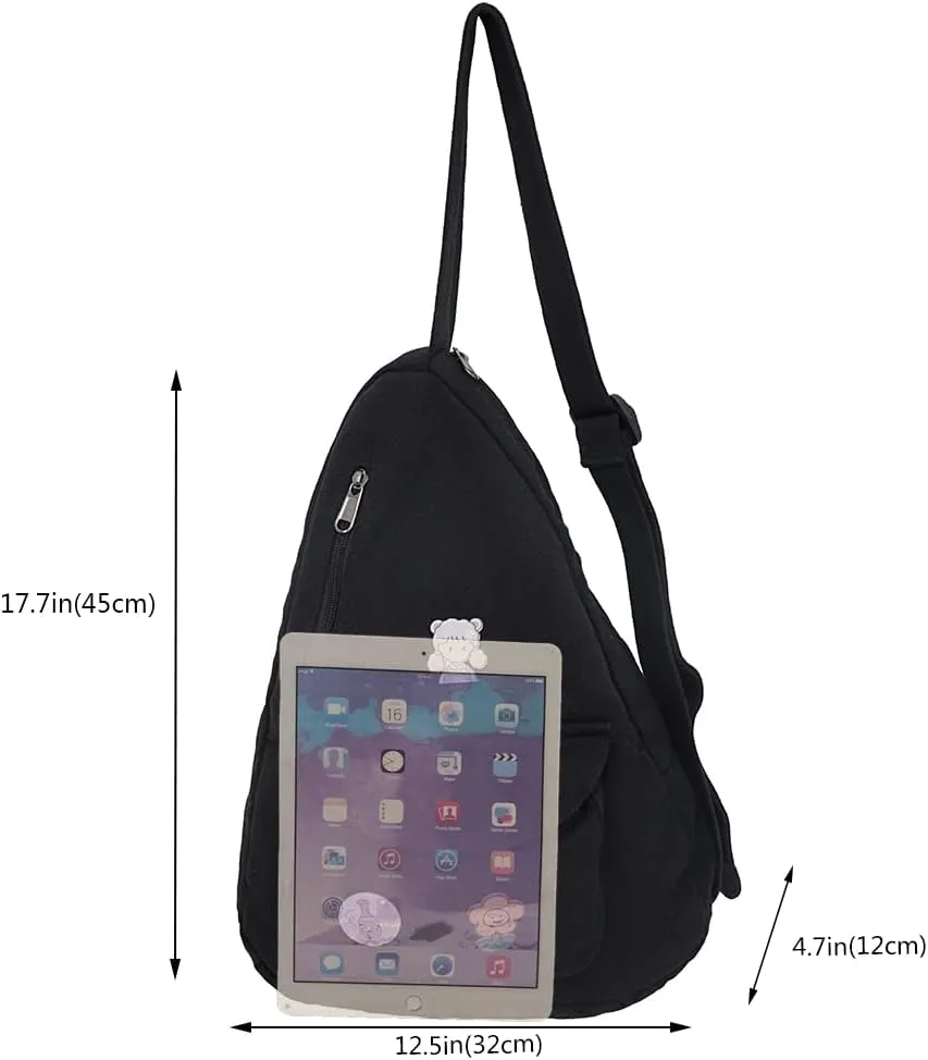 Sling Bag for Women Crossbody Backpack Shoulder Chest Bag Daypack Small Black Travel Canvas Casual Hiking Outdoor