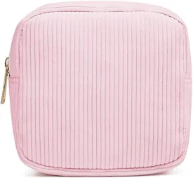 Small Makeup Bag for Purse Corduroy Mini Cosmetics Bag Cute Cosmetic Pouch for Women,Pink