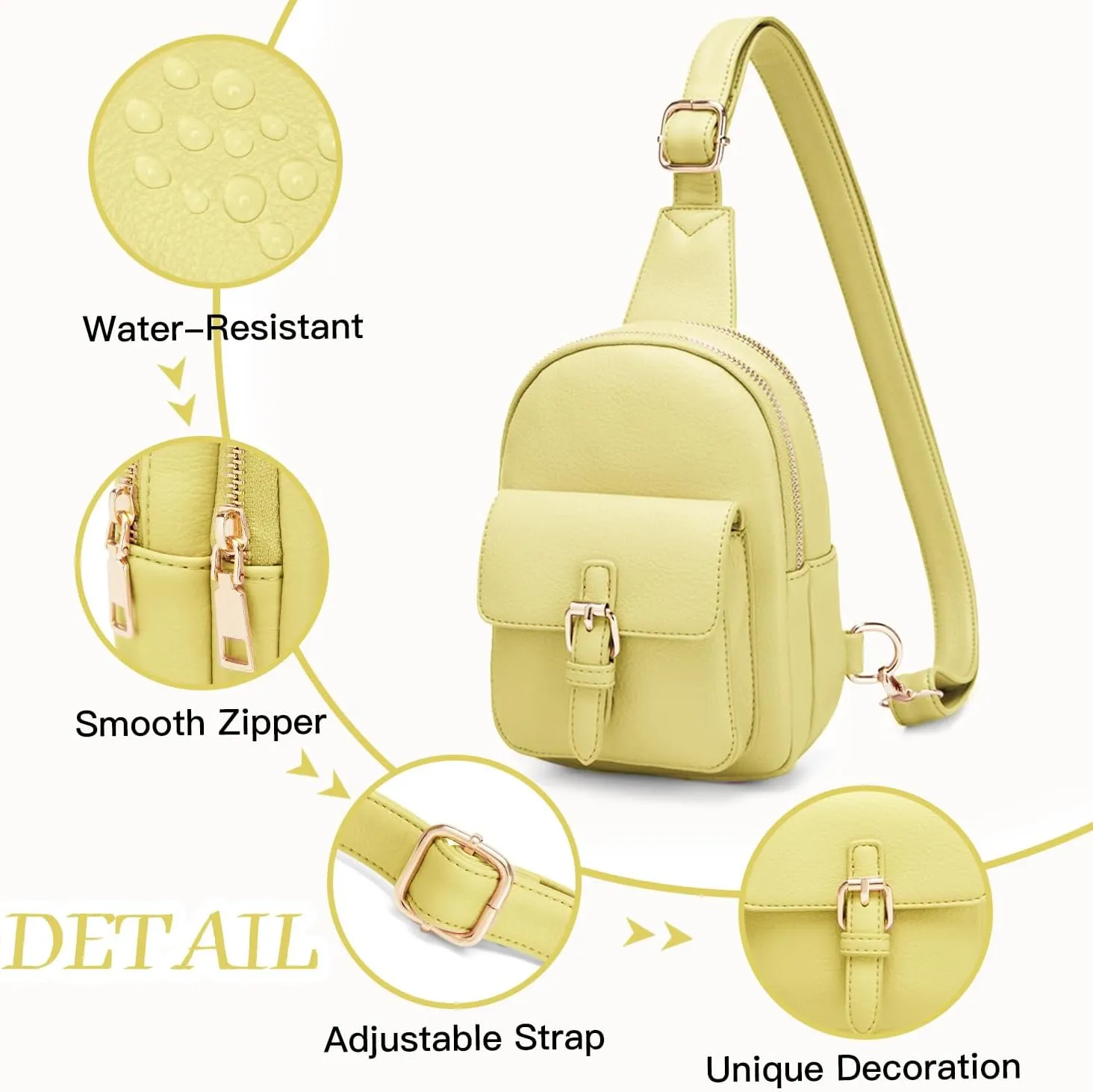 Small Sling Bag Fanny Pack for Girls Vegan Leather 3 Pockets Crossbody Purse for Women Gift for Teen Girls Stuff