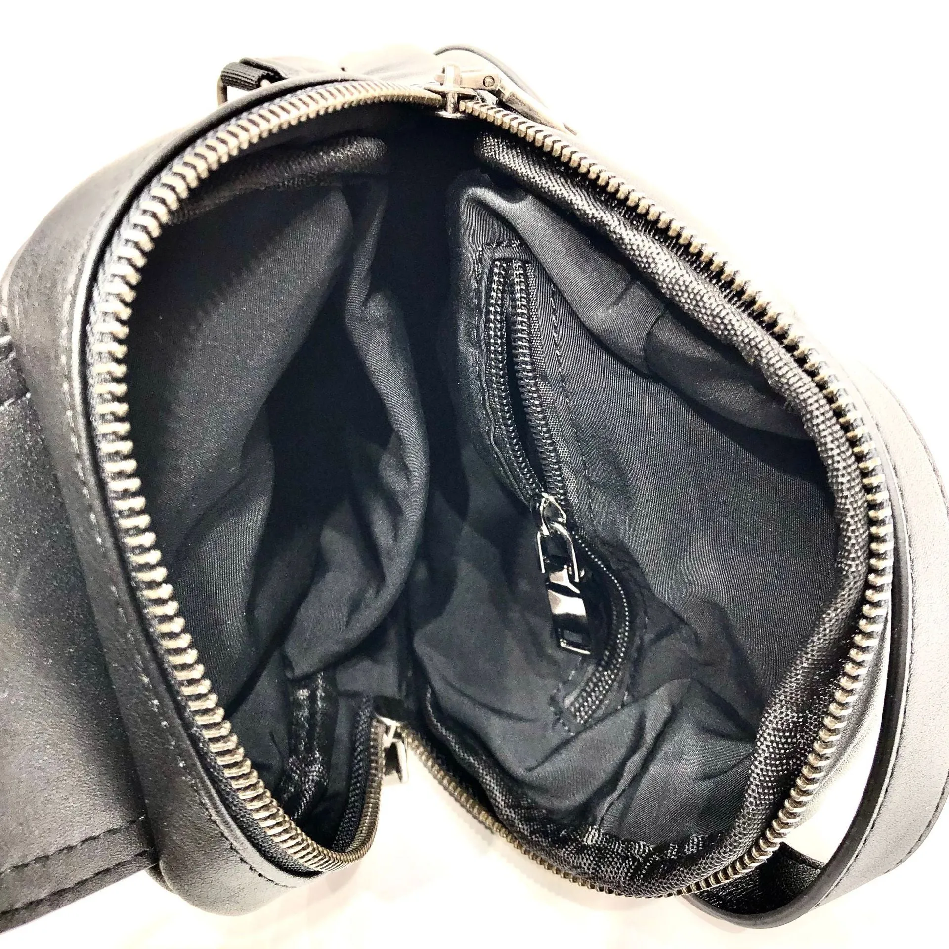 Small Womens Leather Chest Backpack Purse Black Sling Bags
