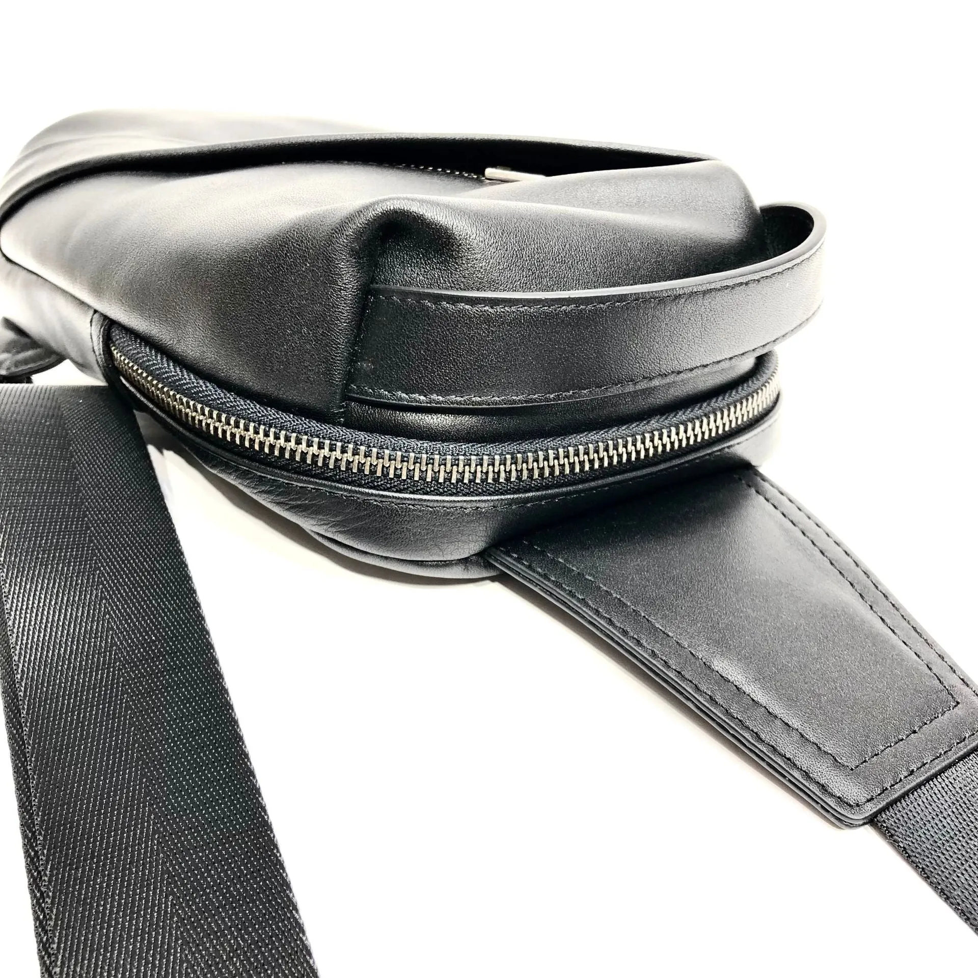 Small Womens Leather Chest Backpack Purse Black Sling Bags