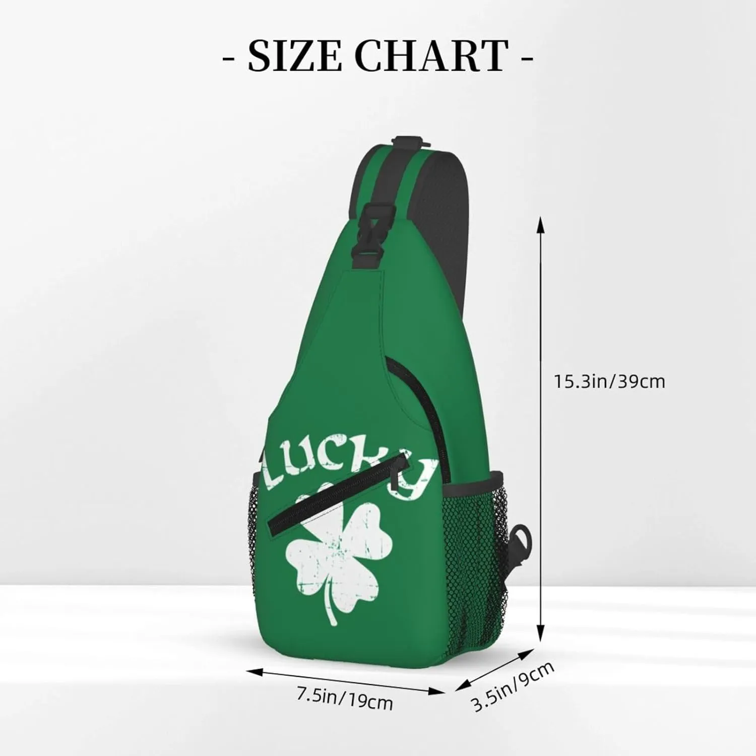 St Patricks Day Lucky Shamrock Crossbody Sling Bag For Women Men Adjustable Chest Bag Irish Green Clover Shoulder Bag Sling Backpack Daypack For Sport Travel Hiking